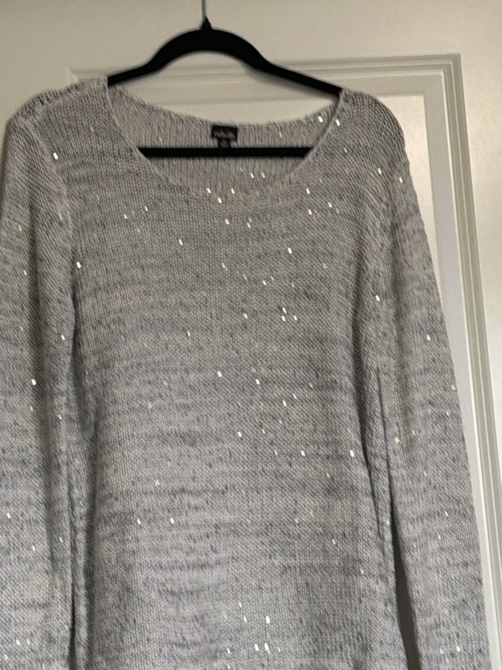 Rafaella Light Gray Sequin Crewneck Sweater